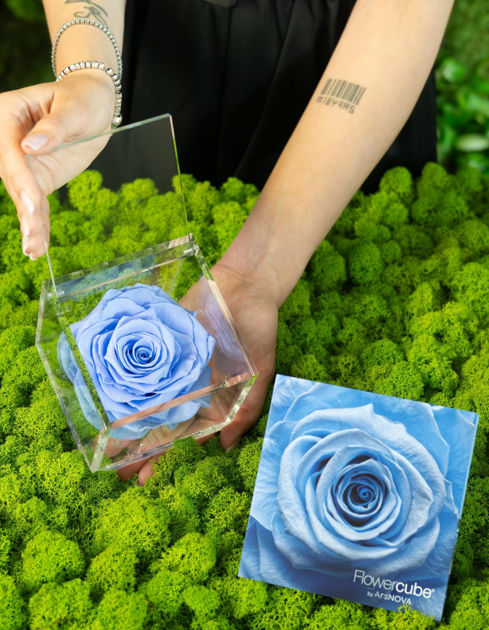 FLOWERCUBE ROSA 8X8 AZUL CLARO