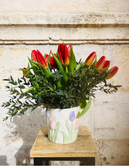 Tulipanes con cerámica