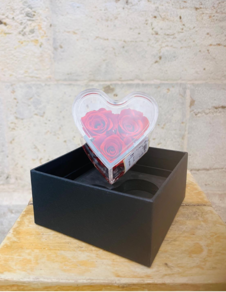 Flowercube Corazón Pequeño 3 Rosas Rojas