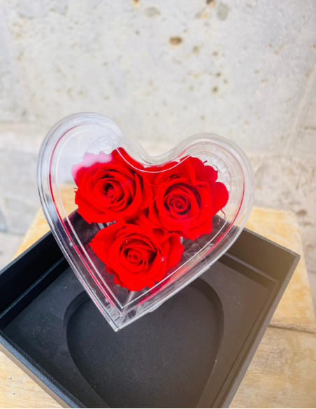 Flowercube Corazón Pequeño 3 Rosas Rojas
