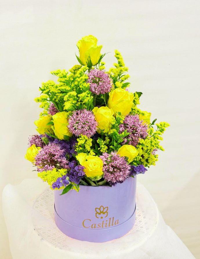 Bombonera con Rosas Amarillas