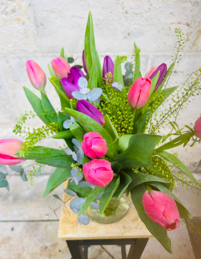 Ramo de Tulipanes Rosas y Morados