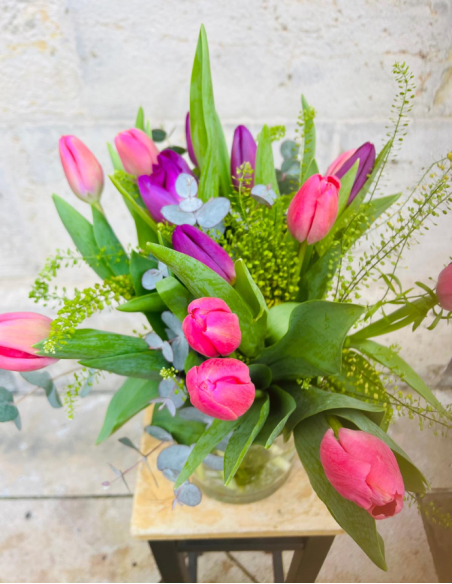 Ramo de Tulipanes Rosas y Morados