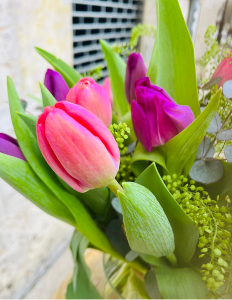 Ramo de Tulipanes Rosas y Morados